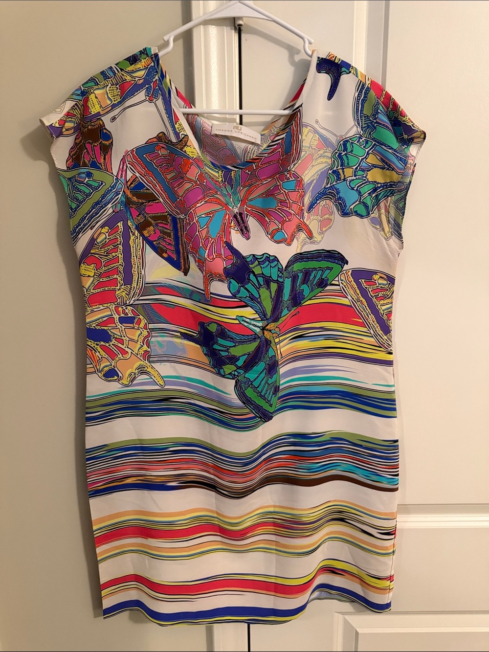 Amanda Uprichard Multicolor Butterfly Stripe Mini Dress